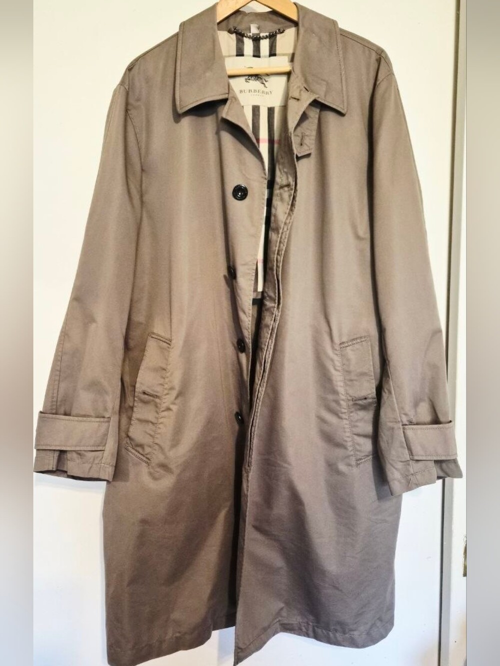 Authentic BURBERRY Men's Trench Coat Classic Long Overcoat Taupe XL